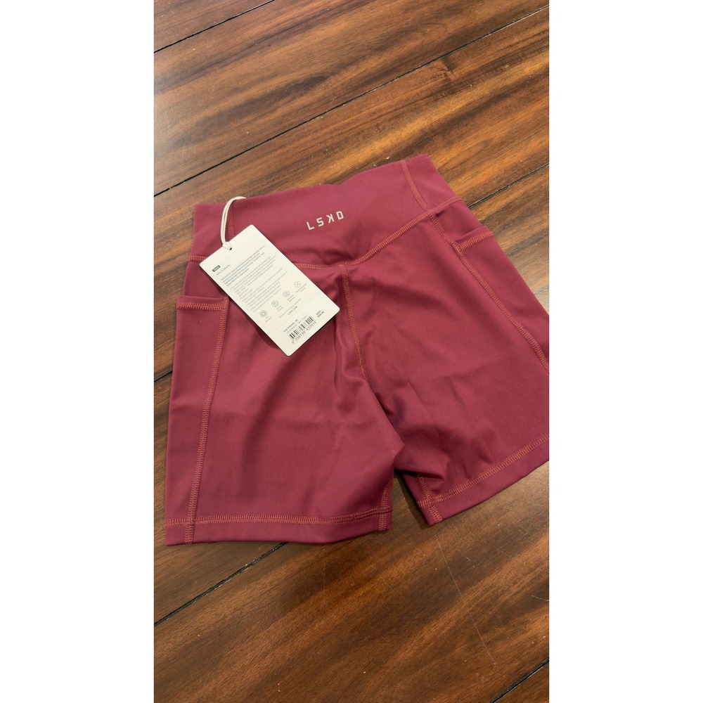 LSKD Elite X-Shorts Dark Cherry Burgundy High Waisted Athletic Pockets NEW NWT - Picture 8 of 16